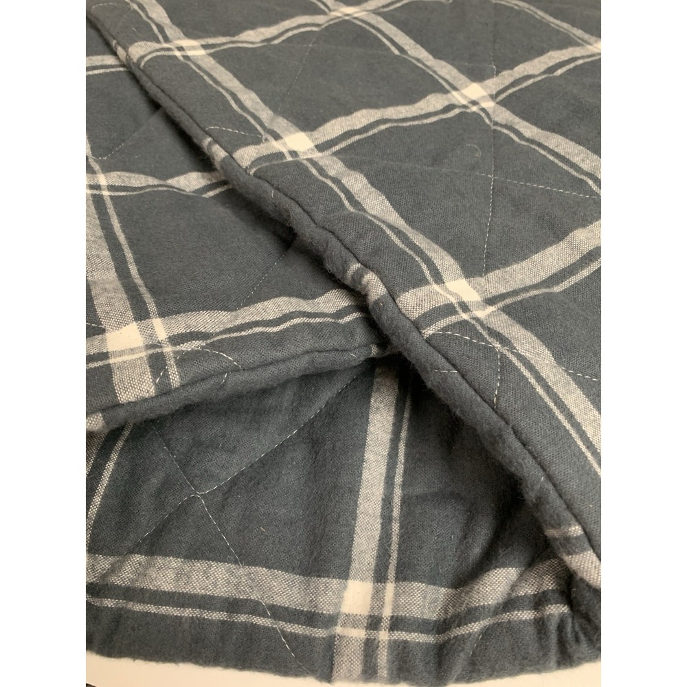 The Company Store Slate Blue and White Plaid Quilted Pillow Sham - Picture 7 of 9